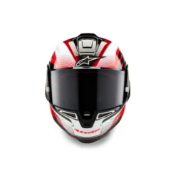 MC-hjelm fullface – Alpinestars Supertech R10 Team Carbon Sort/Rød/Hvid