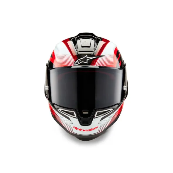 MC-hjelm fullface – Alpinestars Supertech R10 Team Carbon Sort/Rød/Hvid