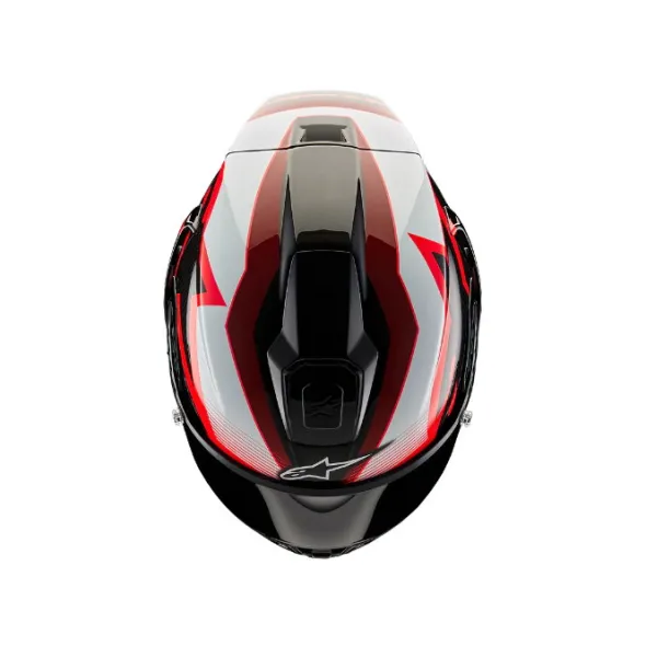 MC-hjelm fullface – Alpinestars Supertech R10 Team Carbon Sort/Rød/Hvid