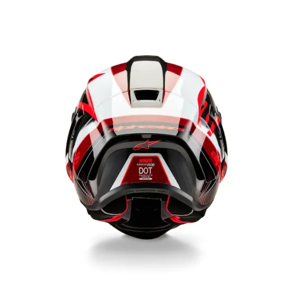 MC-hjelm fullface – Alpinestars Supertech R10 Team Carbon Sort/Rød/Hvid