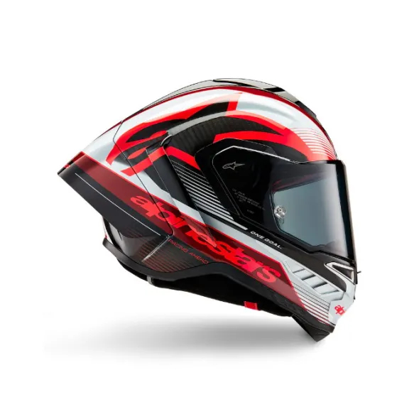 MC-hjelm fullface – Alpinestars Supertech R10 Team Carbon Sort/Rød/Hvid