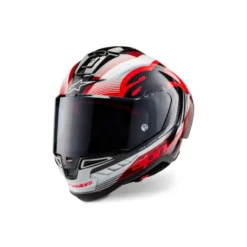 MC-hjelm fullface – Alpinestars Supertech R10 Team Carbon Sort/Rød/Hvid