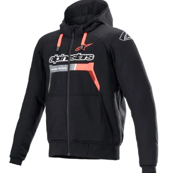 MC-Jakke – Alpinestars Hoodie Chrome Ignition Sort/Rød