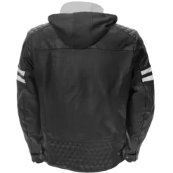 MC-Læderjakke – Rusty Stitches Jari Hooded V2 Sort/hvid