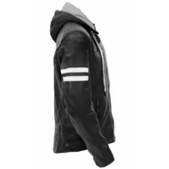MC-Læderjakke – Rusty Stitches Jari Hooded V2 Sort/hvid