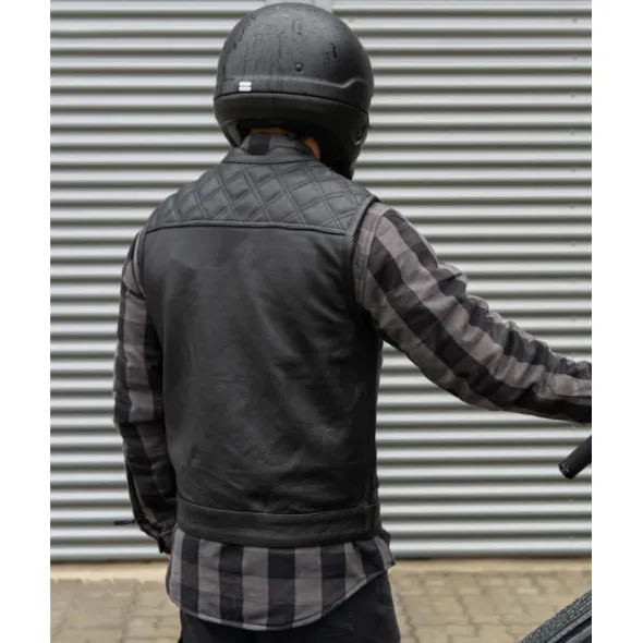 MC Lædervest – CungX Western Diamond Vest Sort