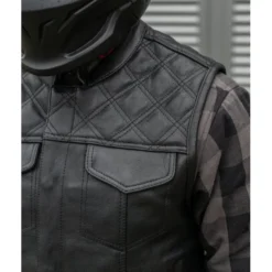 MC Lædervest – CungX Western Diamond Vest Sort
