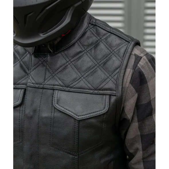 MC Lædervest – CungX Western Diamond Vest Sort