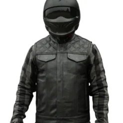 MC Lædervest – CungX Western Diamond Vest Sort