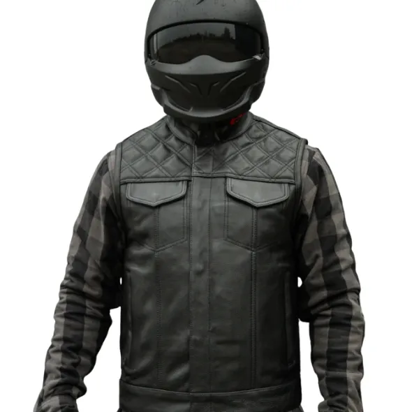 MC Lædervest – CungX Western Diamond Vest Sort