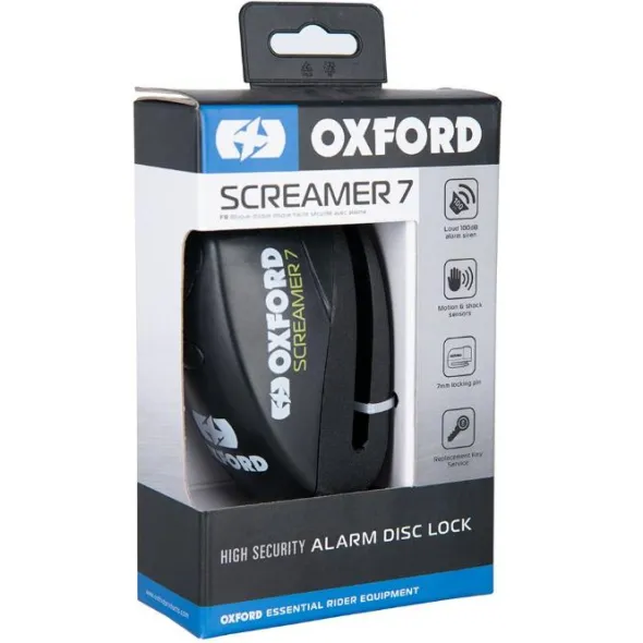 MC-Lås – Oxford skivebremselås XA7 Screamer Alarm Sort LK289