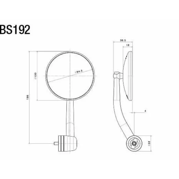MC-Spejl – Rizoma Spirit BS Styrende Spejl Sort BS192B