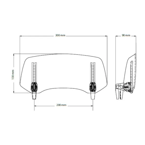 MC-Vindskærm – Puig Justerbar Klar 300×130 MM