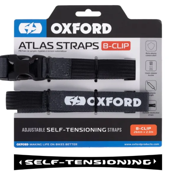 Oxford – Atlas B-Clip 26mm x 2.0M Asphalt (Pair) OX322