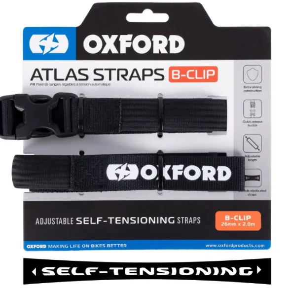 Oxford – Atlas B-Clip 26mm x 2.0M Black (Pair) OX321